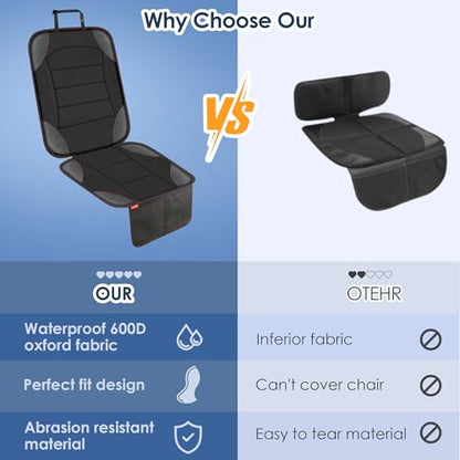 Car Seat Protector for Child Car Seat - Waterproof Non-Slip Leather Mat with 2 Mesh Pockets, Universal Seat Cover for Baby, Pets & Vehicles(2-Pack,Black) - color: 2 Pack Black