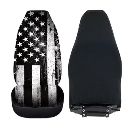 Howilath Black American Flag Car Front Seat Cover 2 Pack Anti-Slip Seat Protector Cushion Covers Auto Accessories Fit Most Vehicle - color: Black American Flag