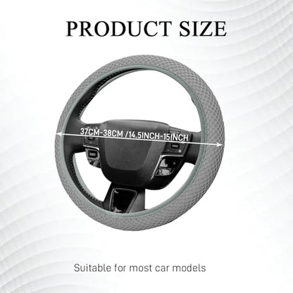 Elastic Stretch Steering Wheel Cover, Steering Wheel Protector, 15 Inch Anti-Slip Breathable Microfiber Ice Silk Protection, Easy Carry, Warm in Winter & Cool in Summer for Cars (Gray) - color: Gray