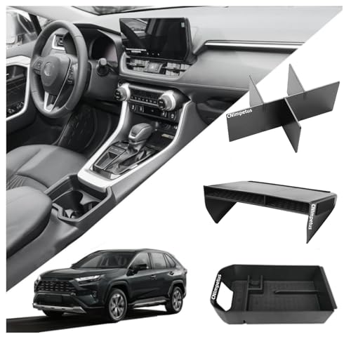 3Pcs Center Console Organizer Divider Storage Tray Compatible with Toyota RAV4 2019-2025 Armrest Storage Box Interior Accessories, Gear Shift Storage Tray Box Insert Divider