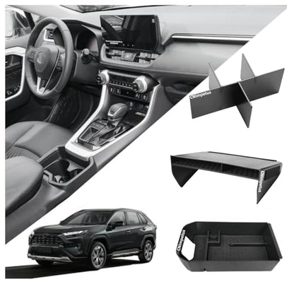 3Pcs Center Console Organizer Divider Storage Tray Compatible with Toyota RAV4 2019-2025 Armrest Storage Box Interior Accessories, Gear Shift Storage Tray Box Insert Divider