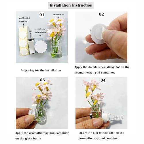 Set of 4 Cute Flower Bouquet Car Air Freshener Vent Clips, Mini Artificial Flowers for Car Air Vent Decoration, Auto Interior Dashboard Ornament Accessories