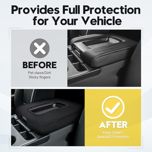 FIILINES Center Console Cover for 2014-2018 Chevy Silverado/GMC Sierra 1500 2500 3500(fit Split Bench Seat Console ONLY), Armrest Cover Pad Cushion Protector Accessories Armrest Cover Anti-Scratch - size: For Chevy Silverado/GMC Sierra 2014-2018