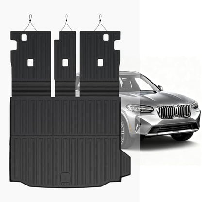 Cargo Mat with Backrest Mats for 2018-2024 BMW X3, All-Weather TPE Cargo Liner Trunk Mat Seat Back Covers for BMW X3 Accessories (Not fit X3 30e)