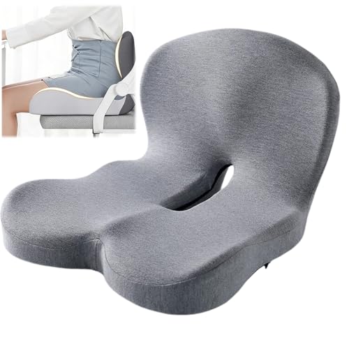 Back and Seat Cushion, Car Seat Cushion, Soothe+ Cushion, Memory Foam L-Shaped Integrated Seat Cushions Lumbar & Lower Back Support for Office Chair, Car (A-Light Grey) - color: A-light Grey