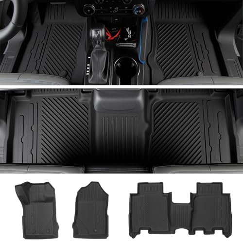 Cargo Liner Floor Mat Compatible with Bronco 2021-2025 TPE Anti-Slip All Weather Floor Liner for Ford Bronco 2021 2022 2023 2024 2025 Include 1st & 2nd Row(Floor mat) - color: Bronco, size: floor mat