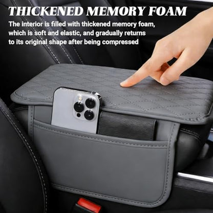 Car Center Console Cover, Upgraded Microfiber Car Armrest Cover Cushion, with 2 Storage Bags Scratch, Resistant Leather Cars Armrest Storage Box Universal Vehicles Accessories (Gray) - color: Gray