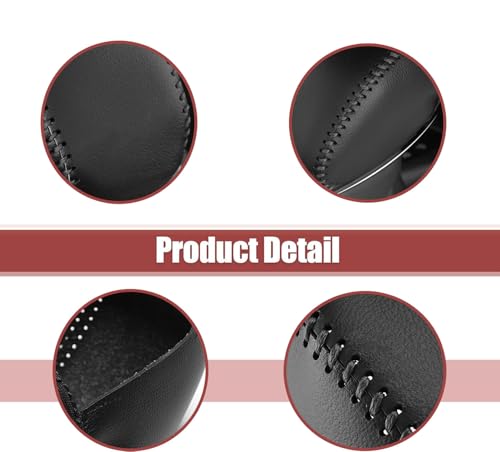 Leather Gear Shift Knob Cover Compatible with RAV4 2019-2025 Highlander 2020-2024 Car Protect Accessories (Black) - color: Black