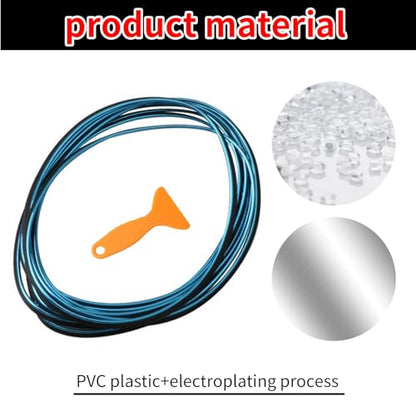 33 Ft Car Interior Moulding Trim Strips Universal Auto Gap Fillers Including Installing Tool Car Electroplating Decoration Styling Door Dashboard Flexible Strip (Blue)