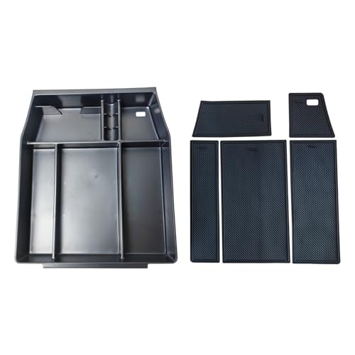 Center Console Organizer Compatible with 2021 2022 2023 2024 Ford F150 Interior Accessories, Armrest Box Insert Storage Tray (Full Console w/Bucket Seats ONLY) Black Trim