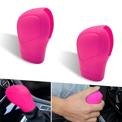 Eratus Pack-2 Car Shift Knob Cover, 2.36" x 3.15" Non-Slip and Scratch-Resistant Shifter Lever Protector, Flexible Silicone Perfect Fit Comfortable Handle Decoration, Universal for Cars (Pink)