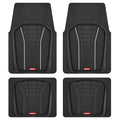 Rubbermaid Car Floor Mats Full Set – Premium All-Weather Car Mat with Brushed Aluminum Inserts, Universal Trim-to-Fit Design, Anti-Slip Backing for Cars, SUVs, Trucks, and Vans - color: Black