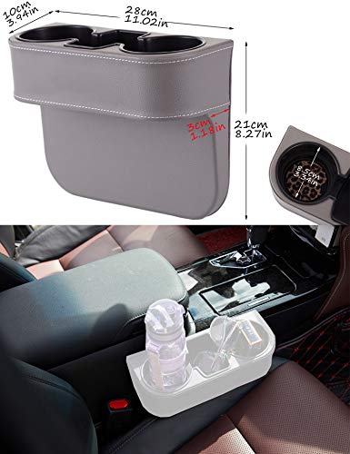 Car Seat Organizer Cup Drink Holders,Multifunctional Gap Filler Storage Box,Insert Organization Helps Reduce Distracted Driving&Holds phone Mount Mug Bottle Cellphones Coasters Wallet Cards (XBD-Gray) - color: XBD-Gray