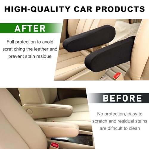 2 PCS Car Front Seat Armrest Covers, Comfortable Front Seat Armrest Protectors, Protective Arm Rest Pair Replacement Fit for Trucks, SUVs, and Vans, Car Accessories (Black)