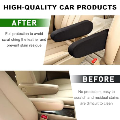 2 PCS Car Front Seat Armrest Covers, Comfortable Front Seat Armrest Protectors, Protective Arm Rest Pair Replacement Fit for Trucks, SUVs, and Vans, Car Accessories (Black)
