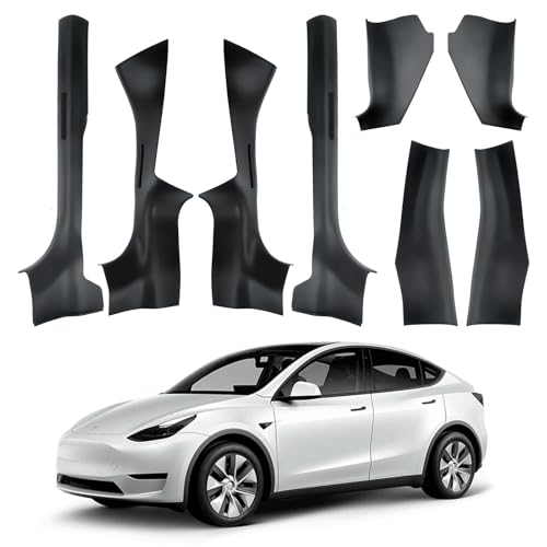 8PCS Door Sill Protector for 2025 2026 5-Seats Tesla Model Y Juniper - ABS Door Sill Guards Anti Scuff Waterproof No Drill Installation Black - color: Black (5-Seats Not fit 2026 Model Y Standard)