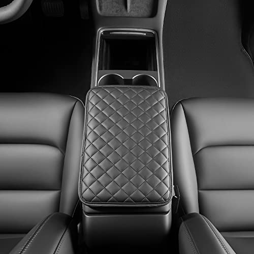 Car Armrest Covers, Vehicle Center Console Cover, Middle Storage Organizer Pads, Dog & Cat Paws Protetor, Nappa Leather, Waterproof, Anti-Slip, Auto Interior Accessories, Black, Size S