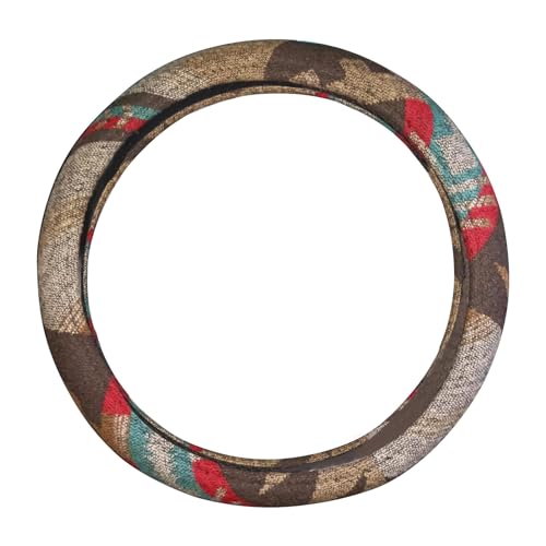 Universal 15inch Ethnic Style Baja Blanket Steering Wheel Cover with Coarse Flax Cloth and Sweat Absorption Anti Slip Car Wrap (Boho Brown) - style: Boho Brown