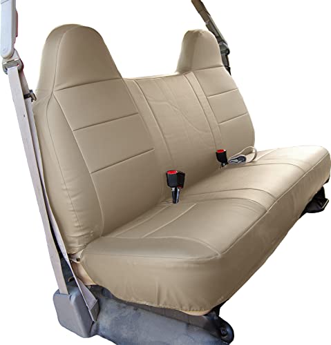 Custom-FIT Artificial Leather Front Bench seat Covers Designed for Ford F-250 350 450 (Beige) - color: Beige