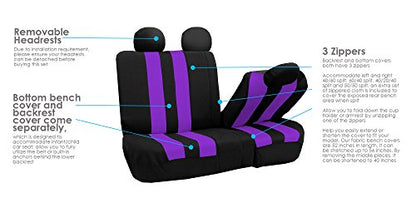 FH Group Three Row 7 Seater Striking Striped Full Set Car Seat Covers, Airbag Compatible & Split Ready – Universal Fit for Cars Trucks & SUVs Purple