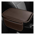 Car Center Console Cover, Comfortable Leather Auto Arm Rest Pad with 2 Storage Bags, Universal Waterproof Armrest Cushion Mat Middle Console Cover for Most Vehicles (Brown)