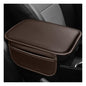 Car Center Console Cover, Comfortable Leather Auto Arm Rest Pad with 2 Storage Bags, Universal Waterproof Armrest Cushion Mat Middle Console Cover for Most Vehicles (Brown)