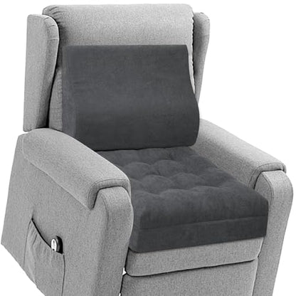 Recliner Cushion for Elderly with Lumbar Support Pillow - 20x20x5 Inch Extra Thick Recliner Seat Cushion for Seniors Relief Back Pain and Tailbone Pain from Long Sitting Non-Slip Bottom