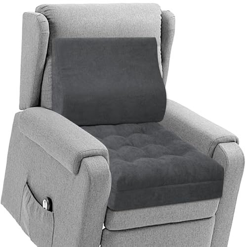 Recliner Cushion for Elderly with Lumbar Support Pillow - 20x20x5 Inch Extra Thick Recliner Seat Cushion for Seniors Relief Back Pain and Tailbone Pain from Long Sitting Non-Slip Bottom