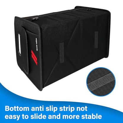Car Trunk Organizer for Dodge Charger Durango Challenger Collapsible 2 Compartment Automotive Storage Box with Handle Non Slip Bottom Sturdy Side Walls for Dodge Accessories (Red)