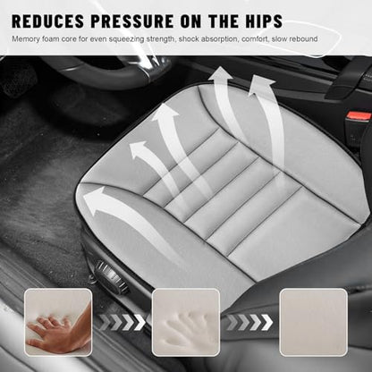 Sun Walker Car Seat Cushion, 1.2" Thick Memory Foam Auto Seat Protector Pressure Relief Pad, Nonslip Bottom Mat Comfort Driving Seats Cover for Truck SUV Sedan, Car Accessories (Gray)