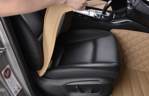 Luxury PU Leather Car Seat Cover Protector Front Car Seat Cover Seat Bottom Cover Single Seat Cover-Compatible with 90% Vehicles (Width 20.8× Deep21 × Thick 0.2 inch) (Beige) - color: Beige