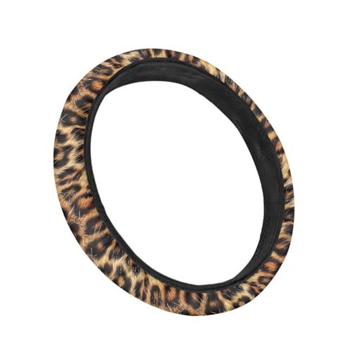 GLENLCWE Brown Leopard Car Steering Wheel Cover 14.5-15 inches Neoprene Steering Wheel Protector Cover Universal Fit Trucks SUV Van - color: Brown Leopard