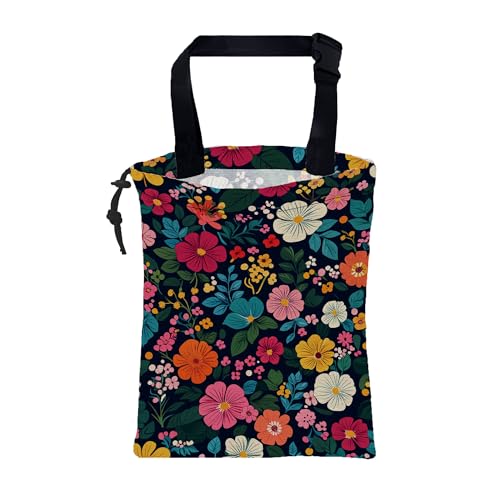 Car Garbage Bag Watercolor Floral and Leaves Drawstring Car Trash Bag Hanging for Back Seat with Adjustable Buckle Canvas Vehicle Trash Can Easy-to-Install - color: Watercolor Floral and Leaves