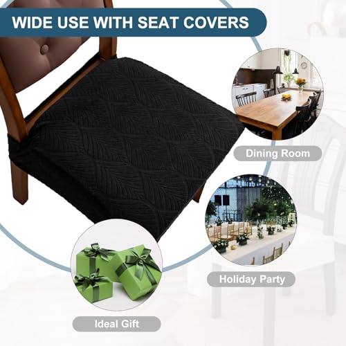 Removable and Washable Seat Covers for Dining Room Chairs Set of 4 - Waterproof Stretch Chair Seat Slipcovers, No Back Covers - color: Black, size: 4PCS-Rear-gapped