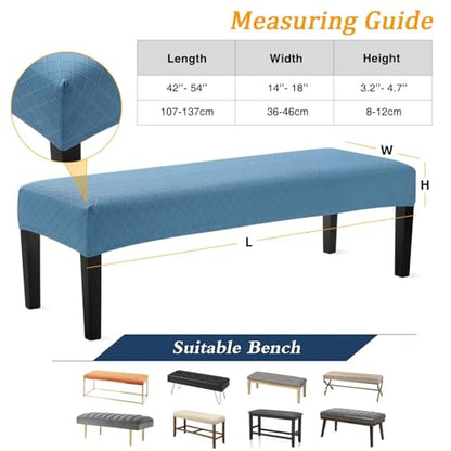 Fuloon Stretch Jacquard Dining Bench Cover - Anti-Dust Removable Bench Slipcover Washable Seat Cushion Protector for Bedroom, Kitchen, Hotel, Banquet (Lake Blue) - color: Lake Blue