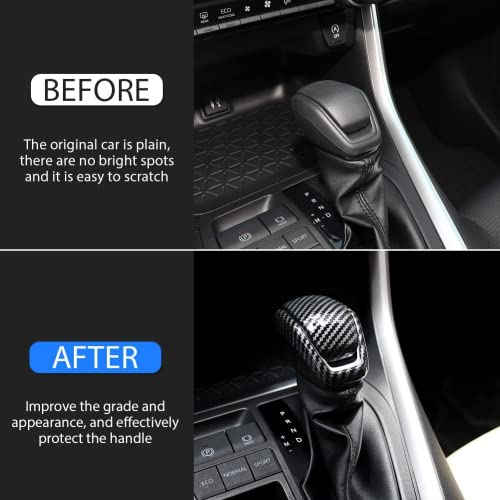 for Toyota RAV4 2023-2019 Gear Shift Knob Cover Carbon Fiber Grain Interior Protective Gear Shift Trim for Toyota Highlander 2023-2020 - color: Gear Shift Knob Cover