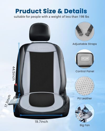 COMFIER Cooling Car Seat Covers Front Seats, Black 12V Cooling Car Seat Cushions, Front Seat Covers for Cars SUV Universal