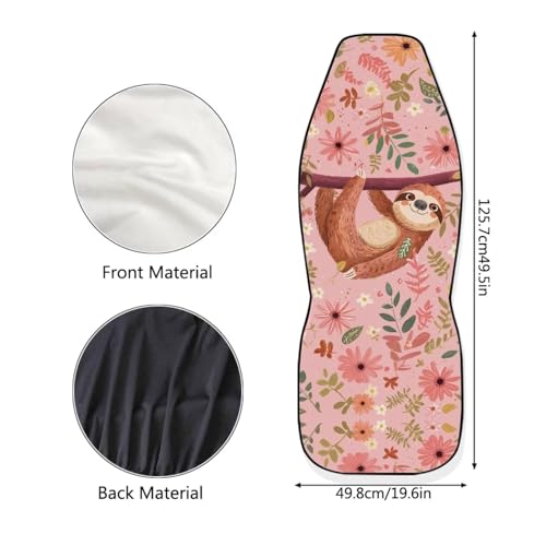 Cute Sloth Car Seat Cover Set of 2, Music Note Design Auto Accessories for Men Women, Soft Automotive Protective Interior Universal - color: Cute Sloth 86