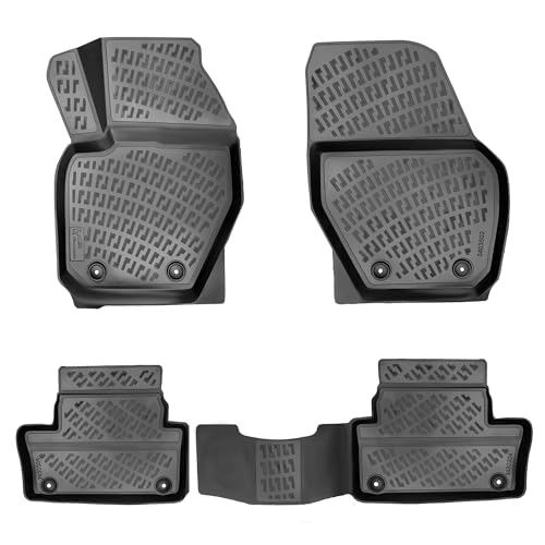 RizLiner Volvo XC60 2010-2017 Custom Fit Floor Mats Rubber 3D Car Mats Laser Measured Floor Liners All Weather Heavy Duty Waterproof Odorless Non-Slip TPE (Front & Rear, Black) - size: XC60 2010 - 2017