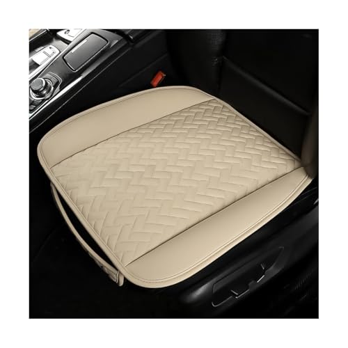 Car Bottom Seat Cover, Breathable Leather Vehicle Front Seat Cushion Protector with Storage Pockets, Comfortable Auto Driver Seat Pad Accessories, Universal for SUV, Sedan, Truck (Beige) - color: Beige