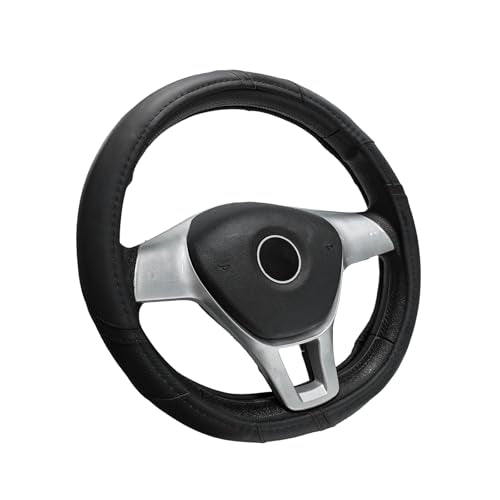 Car Steering Wheel Cover, 15 Inch Microfiber Leather Steering Wheel Protector with Anti-Slip Grip, Breathable Sporty Wheel Wrap Interior Decoration for Sedan Truck SUV (Black) - color: Black