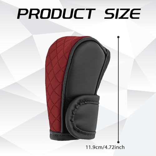 Leather Car Gear Shift Knob Cover, Exquisite Embroidery Design, Durable Anti-Slip Shifter Lever Protector, Universal Shift Knob Decoration Accessories for Most Car, SUV, Truck (Burgundy) - color: Burgundy
