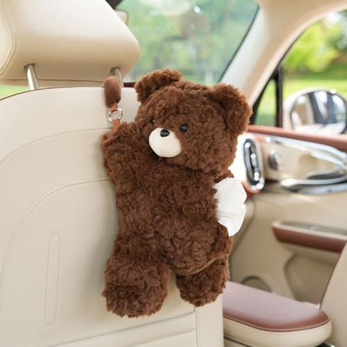Plush Monkey Tissue Box Holder, Plush Pocket Tissue Cover for Car, Home, Office, Desk, Bathroom, Cute Decorative Soft Organizer (Lying Bear Hanging) - color: Lying Bear Hanging