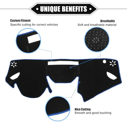 Car Dashboard Cover Mat Compatible for Subaru Impreza 2017-2020, Protective Polyester Black Blue Center Console Interior Trim Dash Board Mat - color: Black, Blue