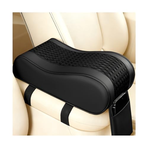 Car Armrest Cushion, Soft Memory Foam Leather Vehicle Armrest Pillow with Storage Bag, Multifunctional Automotive Interior Center Console Arm Rest Pad, Universal for Most Vehicles (Black)
