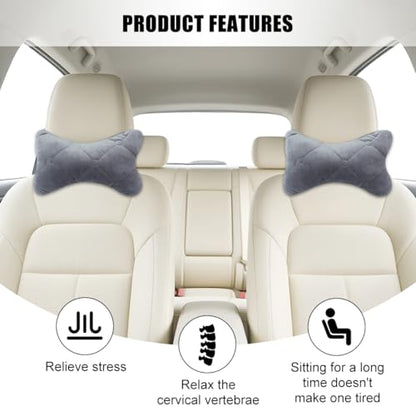 2PCS Car Headrest Pillow, Comfortable Ergonomic Design Vehicle Seat Neck Pillow for Driving Fatigue Relief, Soft Breathable Automotive Interior Head Rest Cushion Pad, Universal Fit (Gray) - color: Gray