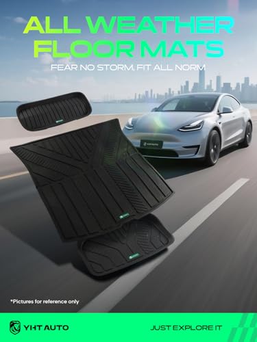 YHTAUTO Cargo Liners Compatible with Tesla Model Y Juniper 2025 2026, TPE Floor Liners All Weather Custom Fit, Frunk Mat & Cargo Trunk Mat & Lower Storage Mat, Set of 3, Black - style: 3 PCS Trunk Mat