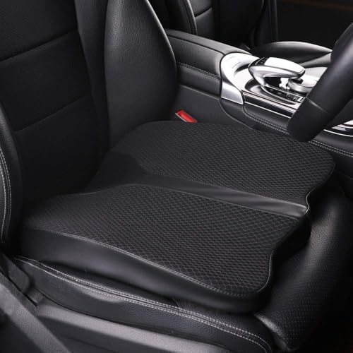 Car Seat Cushion - Comfort Memory Foam Seat Cushion for Car Seat Driver, Tailbone (Coccyx) Pain Relief, Car Seat Cushions for Driving (Black) - color: Black