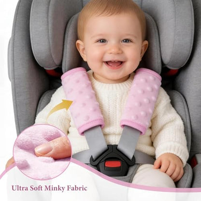 2 Pack Car Seat Strap Pads for Babies, Soft Car Seat Shoulder Strap Covers for Baby Child Kids, Pink - color: Pink