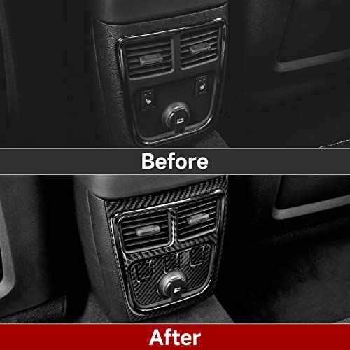 Car Rear A/C Outlet Vent Armrest Box Decals for 2011-2014 Dodge Charger/Chrysler 300 Accessories Carbon Fiber Interior Stickers (Without USB) - color: Rear Center Console-b